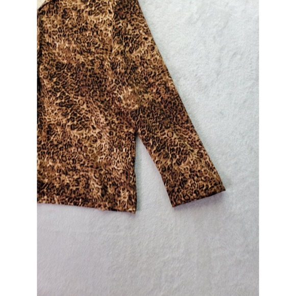 Briggs Blazer Jacket Womens Medium Brown Leopard Print Long Sleeve Button Front - Picture 5 of 9